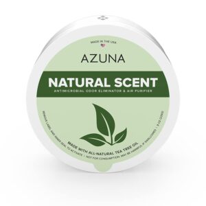 azuna all-natural odor remover gel, large room | air purifier with tea tree oil | plant-based & long lasting | for pet odors, smoke & strong odors | natural scent, 8 oz.