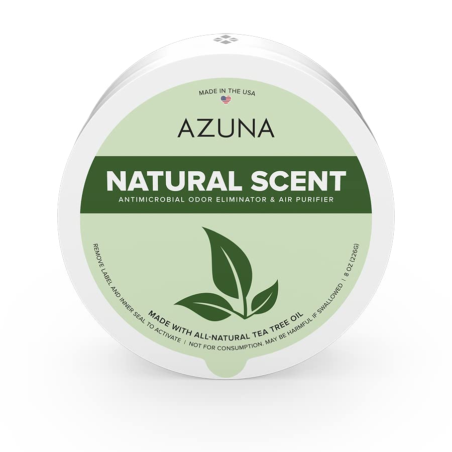 Azuna All-Natural Odor Remover Gel, Large Room | Air Purifier with Tea Tree Oil | Plant-Based & Long Lasting | For Pet Odors, Smoke & Strong Odors | Natural Scent, 8 oz.