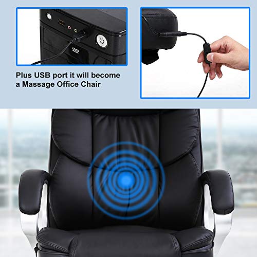 Ergonomic Home Office Chair Desk Chair Executive Chair High Back Leather Computer Chair with Arms Lumbar Support Headrest Massasge Height Adjustable Swivel Rolling Task Chair for Adult Women Men