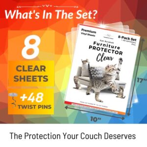 PURRRFECT PAWZ 8-Pack Couch Protector for Cats, Furniture Protectors from Cats Scratch, Couch Guards for Cats, Anti Cat Scratch Furniture Protector, Couch Guards for Cats, Cat Couch Protector