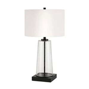 dax 27.5" tall table lamp with fabric shade in seeded glass/blackened bronze/white