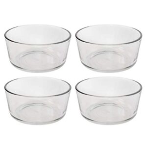 pyrex simply store 7201 4-cup round clear glass food storage bowls - 4 pack made in the usa