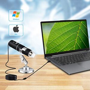 Digital Microscope Handheld USB Magnification Microscope Camera 50-1000X Zoom 1080P Mini Microscope Portable Pocket Microscope 8 Lights for Android Phone Table Windows Mac (Black)