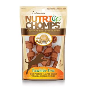 NutriChomps Dog Chews, 2.5-inch Knots, Easy to Digest, Rawhide-Free Dog Treats, 8 Count, Real Peanut Butter flavor