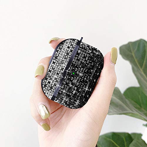 Valkit Compatible AirPods Pro Case, Glitter Diamond Shining Rhinestone AirPods Case Cover Hard Shock Proof Protective Case for Girls Women Compatible with Apple Airpods Pro Charging Case - Black