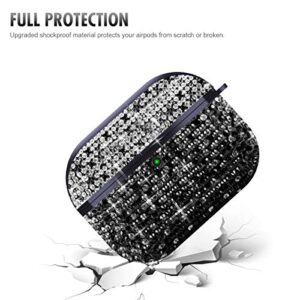 Valkit Compatible AirPods Pro Case, Glitter Diamond Shining Rhinestone AirPods Case Cover Hard Shock Proof Protective Case for Girls Women Compatible with Apple Airpods Pro Charging Case - Black