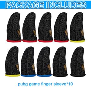 IUGGAN PUBG Mobile Finger Sleeve Thumb Gaming Gloves [10 Pack], Silver Fiber Anti-Sweat Cell Phone Finger Sleeve for Call of Duty Mobile/Rules of Survival for iPhone,Android,ipad