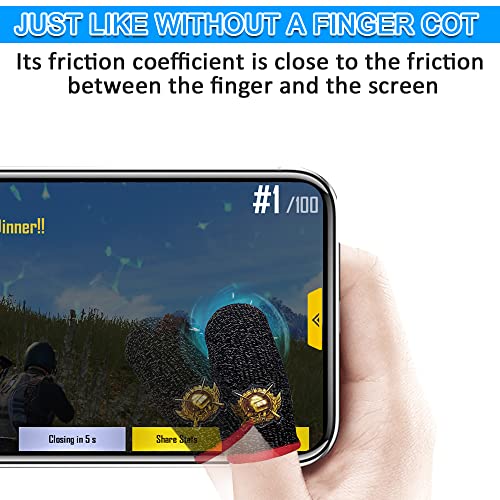 IUGGAN PUBG Mobile Finger Sleeve Thumb Gaming Gloves [10 Pack], Silver Fiber Anti-Sweat Cell Phone Finger Sleeve for Call of Duty Mobile/Rules of Survival for iPhone,Android,ipad