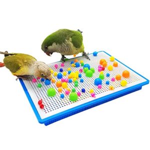 QBLEEV Bird Intelligence Training Toy,Parrot Puzzle Building Blocks Toy,Tabletop Treats Education Toys, Bird Plastic Cage Playpen Toys for Parakeet Cockatiel Conure Budgie (Large)