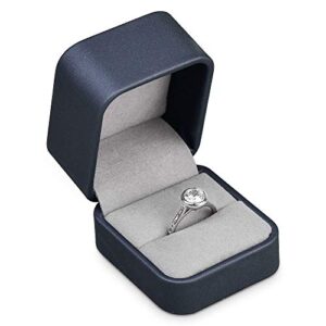woodten blue round corner pu leather proposal ring box jewelry ring gift box jewelry packaging box