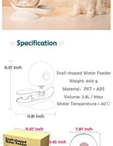 2.8/99oz Snail-Shaped cat Dog Automatic Water Feeder, cat Dog Water Dispenser, Pet Water Fountain, 7 Replacement Filters, Large Capacity self-Waterer for Cat Dog Small Animals, BPA Free (Grey)