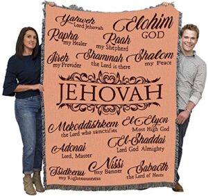 pure country weavers jehovah blanket mist - religious gift tapestry throw woven from cotton - made in the usa (72x54)