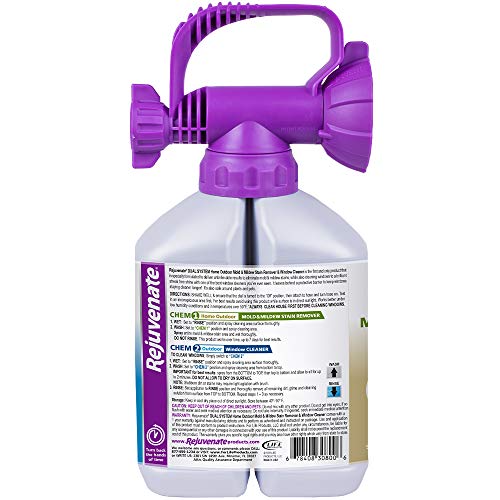 Rejuvenate High Performance Dual Bottle 32oz Outdoor Window Cleaner & 32oz Mold and Mildew Stain Remover with Hose-End Attachment