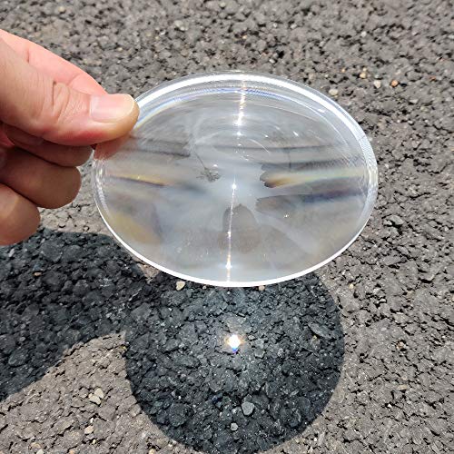 Fresnel Lens Magnifier, Diameter 100mm (4''), Focal Length 100mm, Acrylic Lens (not Glass), for Physics Classroom,Solar Heating,Magnifiying. (Focal Length 100mm)