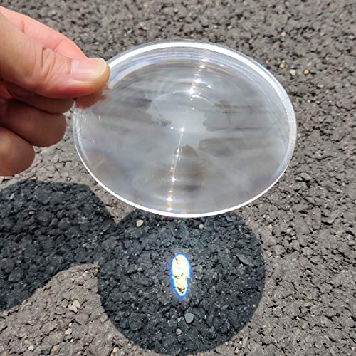 Fresnel Lens Magnifier, Diameter 100mm (4''), Focal Length 100mm, Acrylic Lens (not Glass), for Physics Classroom,Solar Heating,Magnifiying. (Focal Length 100mm)