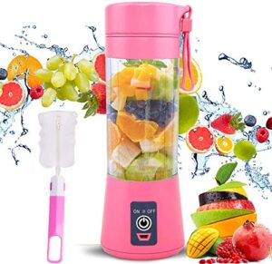 portable personal blender, household juicer fruit shake mixer -six blades, bpa free 380ml baby cooking machine with usb charger