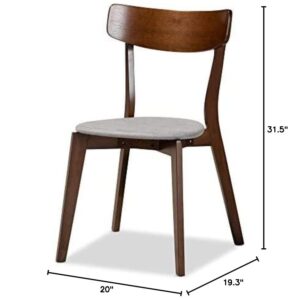 Baxton Studio Iora Mid-Century Modern Transitional Light Grey Fabric Upholstered and Walnut Brown Finished Wood 4-Piece Dining Chair Set