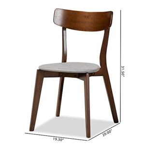Baxton Studio Iora Mid-Century Modern Transitional Light Grey Fabric Upholstered and Walnut Brown Finished Wood 4-Piece Dining Chair Set