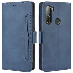 hualubro htc u20 5g case, magnetic full body protection shockproof flip leather wallet case cover with card slot holder for htc u20 5g phone case (blue)