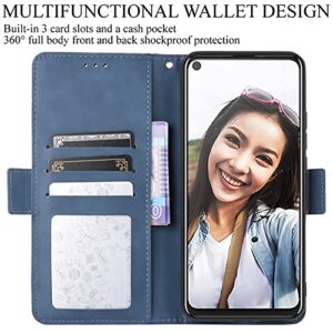 HualuBro HTC U20 5G Case, Magnetic Full Body Protection Shockproof Flip Leather Wallet Case Cover with Card Slot Holder for HTC U20 5G Phone Case (Blue)