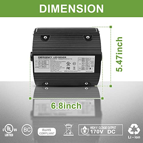 40W Emergency Backup Battery, EM 90 Minutes Emergency Backup Driver for UFO High Bay Lights, Output 170V DC, Input 100-347V AC