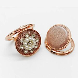 lgd 2 pack phone finger ring 360° rotation phone grip : snowflakes pearl diamond style & dermatoglyph metal ring grip for magnetic car mount compatible with all smartphone (rose goldfor)