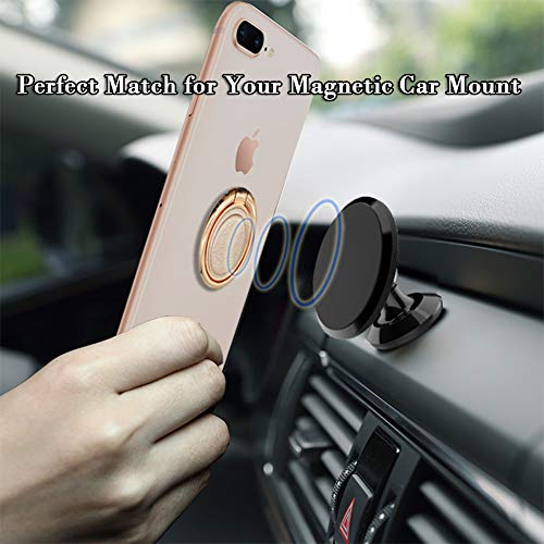 LGD 2 Pack Phone Finger Ring 360° Rotation Phone Grip : Snowflakes Pearl Diamond Style & Dermatoglyph Metal Ring Grip for Magnetic Car Mount Compatible with All Smartphone (Rose Goldfor)