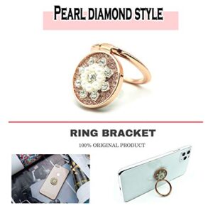 LGD 2 Pack Phone Finger Ring 360° Rotation Phone Grip : Snowflakes Pearl Diamond Style & Dermatoglyph Metal Ring Grip for Magnetic Car Mount Compatible with All Smartphone (Rose Goldfor)