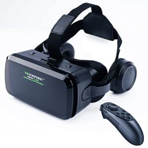 vr headset virtual reality headset 3d glasses with 120°fov, anti-blue-light lenses, stereo headset, for all smartphones with length below 6.3 inch such as iphone & samsung htc hp lg etc (b)