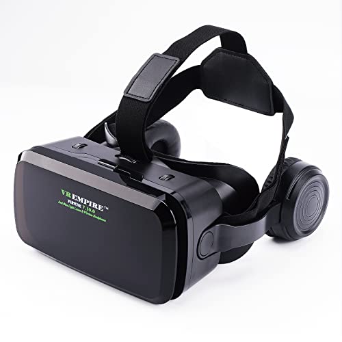 VR Headset Virtual Reality Headset 3D Glasses with 120°FOV, Anti-Blue-Light Lenses, Stereo Headset, for All Smartphones with Length Below 6.3 inch Such as iPhone & Samsung HTC HP LG etc (B)