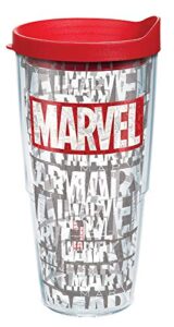 tervis marvel made in usa double walled insulated tumbler travel cup keeps drinks cold & hot, 24oz, logo