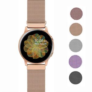 johipi compatible with samsung galaxy watch 4 40mm 44mm/watch 4 classic 46mm 42mm/watch 5 40mm 44mm pro 45mm/active 2/watch 42mm/watch 3 41mm/active 40mm bands, 20mm stainless steel mesh loop strap (rose gold)