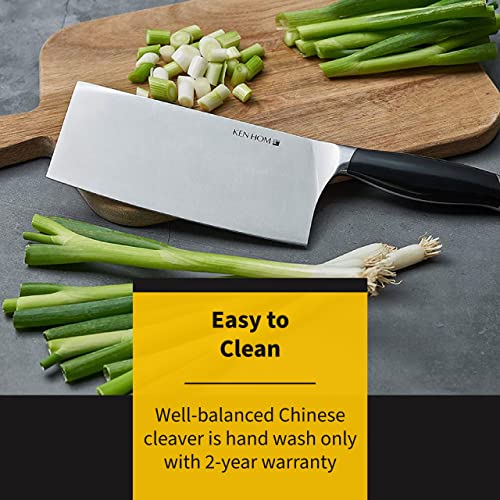 Ken Hom 7-Inch Stainless Steel Cleaver - Chinese Cleaver Knife - Meat & Vegetable Cleaver - Hand Wash Kitchen Knife