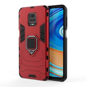 cotdinforca redmi note 9 pro case redmi note 9 pro max case shockproof with ring holder kickstand magnetic car mount soft tpu armor thin protective phone case for xiaomi redmi note 9 pro red kk