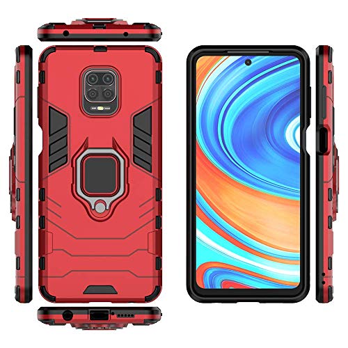 COTDINFORCA Redmi Note 9 Pro Case Redmi Note 9 Pro Max Case Shockproof with Ring Holder Kickstand Magnetic Car Mount Soft TPU Armor Thin Protective Phone Case for Xiaomi Redmi Note 9 Pro Red KK