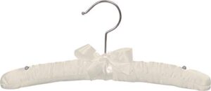 kids ivory satin padded top hanger in 12" length x 1" thick with chrome hardware, box of 12