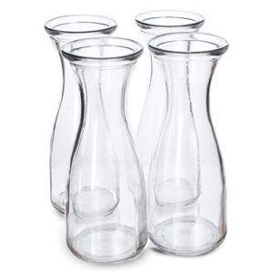 16.9 oz. (500 ml) glass carafe beverage bottles, 4-pack - water pitchers, wine decanters, mixed drinks, mimosas, centerpieces, arts & crafts - restaurant, catering, party, & home kitchen supplies