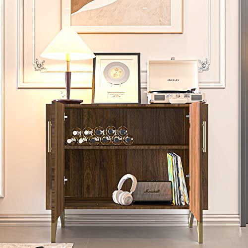 roomfitters 39" Modern Wood Sideboard Buffet Cabinet, Mid Century Media Console with Doors Coffee Bar Cabinet Credenza for Living Room, Entryway, Wooden Kitchen Wine Cabinet, Gold Metal Legs