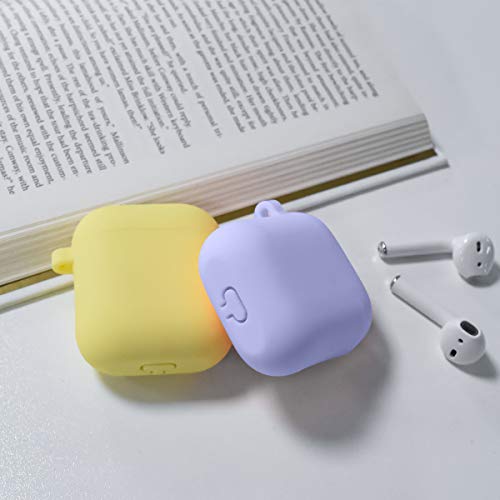 Ownest Compatible for AirPods Case Soft Silicone with Cute Keychain Shockproof Cover Case for Girls Woman Airpods 2 &1-Purple