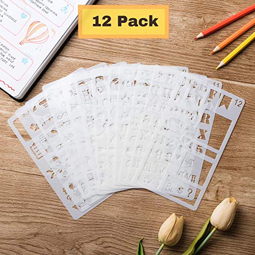 Mr. Pen- Journaling Stencil, 12 Pack, Stencils, 4x7 Inch, Bullet Journaling Supplies, Stencil Set, Journal Stencils, Journal Stencil, Planner Stencils, Bullet Journaling Stencil, Stencils for Planners