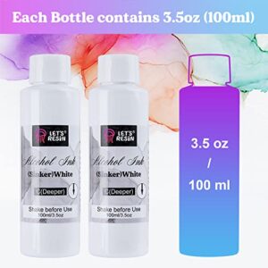 LET'S RESIN White Alcohol Ink for Resin, Alcohol Ink White Colors,2 Bottles Each 3.5oz,Adjustable Alcohol-Based Resin Ink,White Resin Pigment for Epoxy Resin,Resin Petri,Tumblers,Resin Art