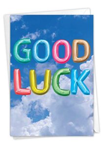 the best card company - cute good luck card with envelope - colorful sky and balloons, kids greeting (not 3d or raised) - inflated messages good luck c5651sglg