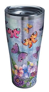 tervis butterfly garden triple walled insulated tumbler travel cup keeps drinks cold & hot, 30oz legacy, stainless steel