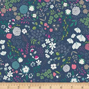 art gallery fabrics art gallery flower child blooming ground luscious fabric, deep blue