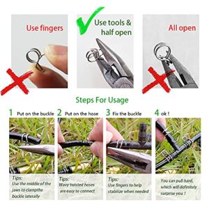 heeqinn 1/4" Irrigation Hose Clamp, Firm and Leak-Proof, Easy to Install, Solution for Leaking of Drip Irrigation Kit Connector, Irrigation Fit, Irrigation part, 100pcs