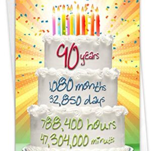 NobleWorks - 90th Milestone Happy Birthday Card - Funny Card for 90 Year Old, Senior Citizen Humor - Year Time Count 90 C9096MBG