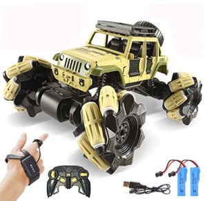 loozix 1:16 alloy gesture sensing remote control car, hand controlled rc car 360° rotating 4wd 2.4ghz rc monster trucks stunt vehicle rechargeable batteries for kids