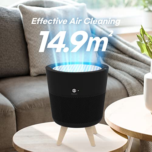 IMUNSEN M-002B Air Purifier with Cypress Wood Filter, H13 True HEPA Filter, 100% Ozone Free, Auto Sleep Mode, Filters allergens, Pollen, Smoke, Perfect for Office and Bedroom, Made in Korea - Black