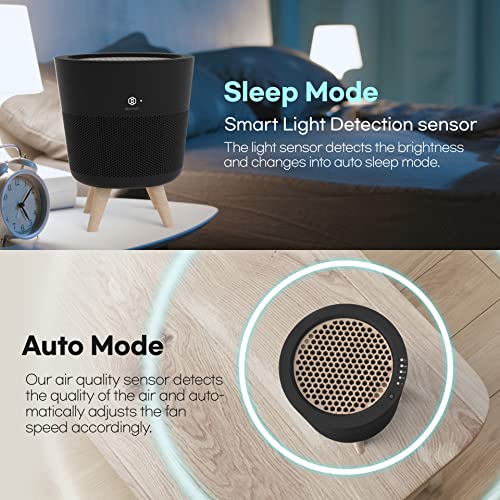 IMUNSEN M-002B Air Purifier with Cypress Wood Filter, H13 True HEPA Filter, 100% Ozone Free, Auto Sleep Mode, Filters allergens, Pollen, Smoke, Perfect for Office and Bedroom, Made in Korea - Black