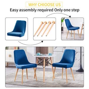 STYLIFING Upholstered Dining Chairs Set of 2 Blue Fabric Modern Kitchen Chairs Wood Look Metal Legs Side Chairs for Dining Room Kitchen Living Room